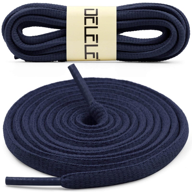 DELELE 2 Pair Oval Shoes laces Half Round 1/4" Athletic Shoelaces Shoe Strings Navy Blue 24 inch - Image 2